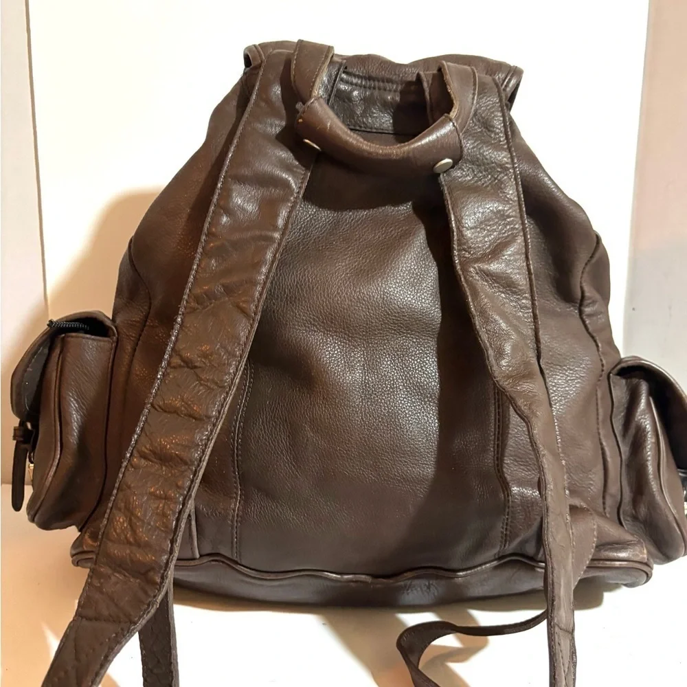 Vintage unisex Brown distressed Leather Backpack